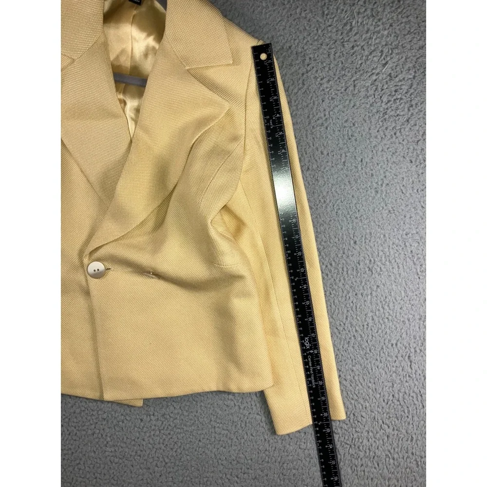 Ellen Tracy Blazer Jacket‎ Women 4 Petite Double Breasted Butter Yellow
